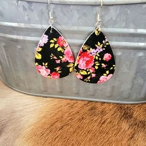 Faux leather teardrop earrings